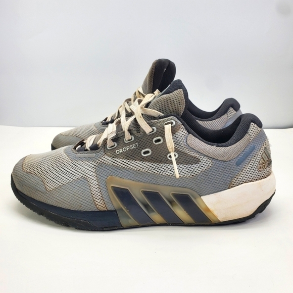 adidas Dropset Shoes Men 11 Trainer Gray White Three Stripe Athletic Sneaker - Picture 16 of 16